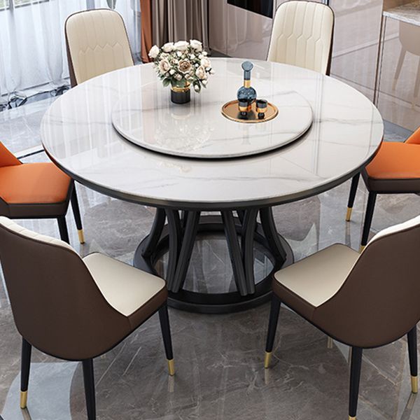 Round Dining Table Modern Dining Table with Wood Pedestal in Black Clearhalo ' dining_table' 'Dining Tables & Seating' 'Dining Tables' 'furn' 'furn_dining_table' 'Furniture' 'furniture_dining_table' 'Kitchen & Dining Furniture' 'kitchen&dining_furn' 'kitchen' 'kitchen_dining_table' 1200x1200_a4771a3b-1424-48e6-9a83-e59dc7c72afa