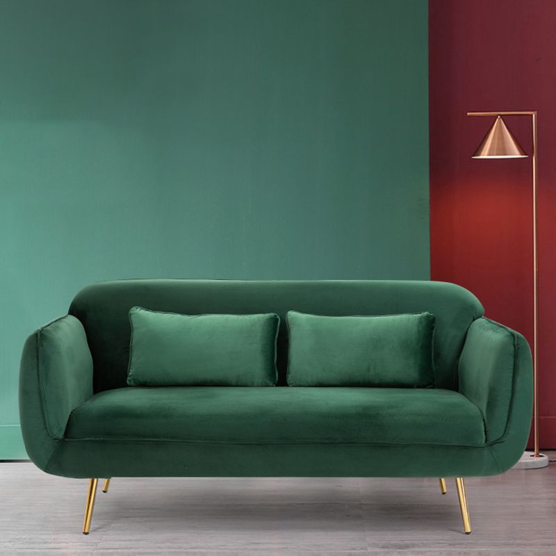 Velvet Modern Standard Tight Back Sofa 30"W Square Arm with Bolster Pillows Clearhalo 'furn' 'furn_sofas' 'Furniture' 'furniture_sofas' 'kitchen' 'kitchen_sofas' 'Living Room Furniture' 'Sofa' 'sofas' 1200x1200_a47850ff-33b2-4062-a0f5-c8fcb481d272