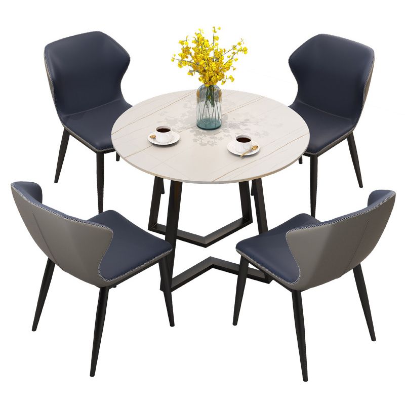 Round Double Pedestal Dining Site Table Contemporary Dinette Table for Home Clearhalo ' dining_table' 'Dining Tables & Seating' 'Dining Tables' 'furn' 'furn_dining_table' 'Furniture' 'furniture_dining_table' 'Kitchen & Dining Furniture' 'kitchen&dining_furn' 'kitchen' 'kitchen_dining_table' 1200x1200_a478d34e-5281-49a4-85d5-b5bf2f3975f4