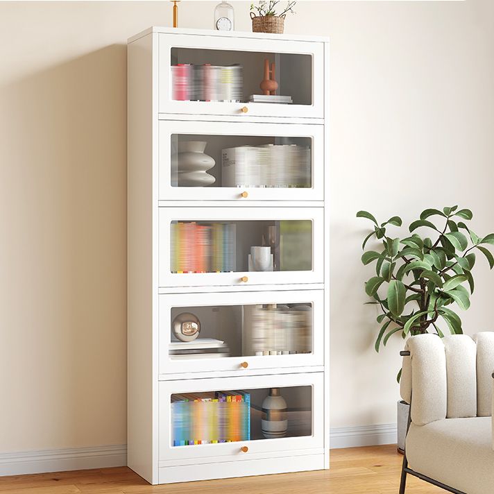 White Bookshelf Contemporary Style Bookcase with Door for Home Office Clearhalo 'Bookcases' 'furn' 'furn_bookcases' 'Furniture' 'furniture_bookcases' 'kitchen' 'kitchen_bookcases' 'Living Room Furniture' 'Office Furniture' 1200x1200_a4793b3c-6e3c-408d-98ae-d41f079f832f