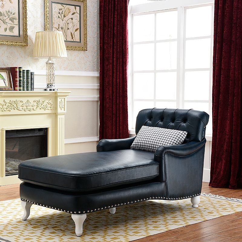 Traditional Two Arm Chaise Round Arms Accent Chair for Living Room
