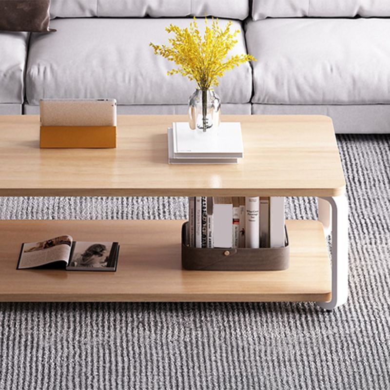 Modern Style Wooden Rectangular Table with Abstract Base for Storage Rack Coffee Table Clearhalo 'Coffee & Accent Tables' 'Coffee Tables' 'coffee_tables' 'furn' 'furn_coffee_tables' 'Furniture' 'Living Room Furniture' 1200x1200_a47cea2b-1ad2-45b7-90fd-0a9812634ecc