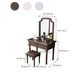 Rubberwood Victorian Dressing Table Stool Set with 2 Drawers and Mirror