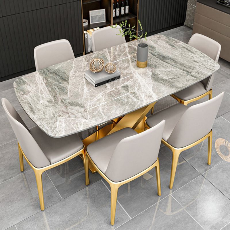 Tavolo da pranzo in pietra sinterizzato rettangolo tradizionale tavolo da pranzo di lusso con cornice dorata