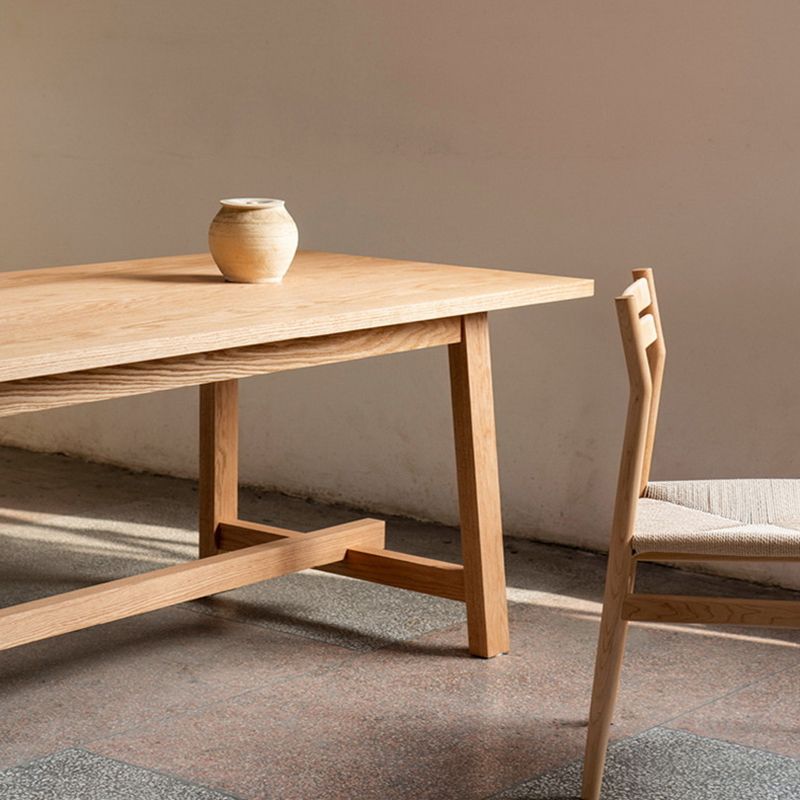 Rectangle Trestle Base Modern Dining Table Wood Color Fixed Table of Solid Wood Clearhalo ' dining_table' 'Dining Tables & Seating' 'Dining Tables' 'furn' 'furn_dining_table' 'Furniture' 'furniture_dining_table' 'Kitchen & Dining Furniture' 'kitchen&dining_furn' 'kitchen' 'kitchen_dining_table' 1200x1200_a47ea6b3-eb5a-4396-9f45-7e103227a25d