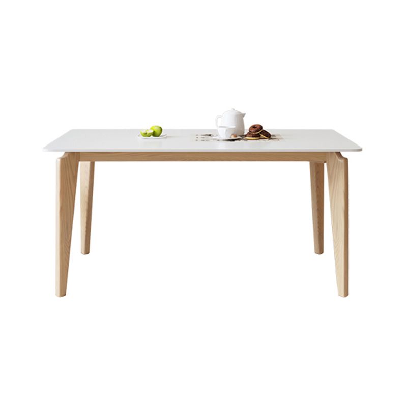 Modern Rectangular Dining Table White Stone Tabletop for Living Room