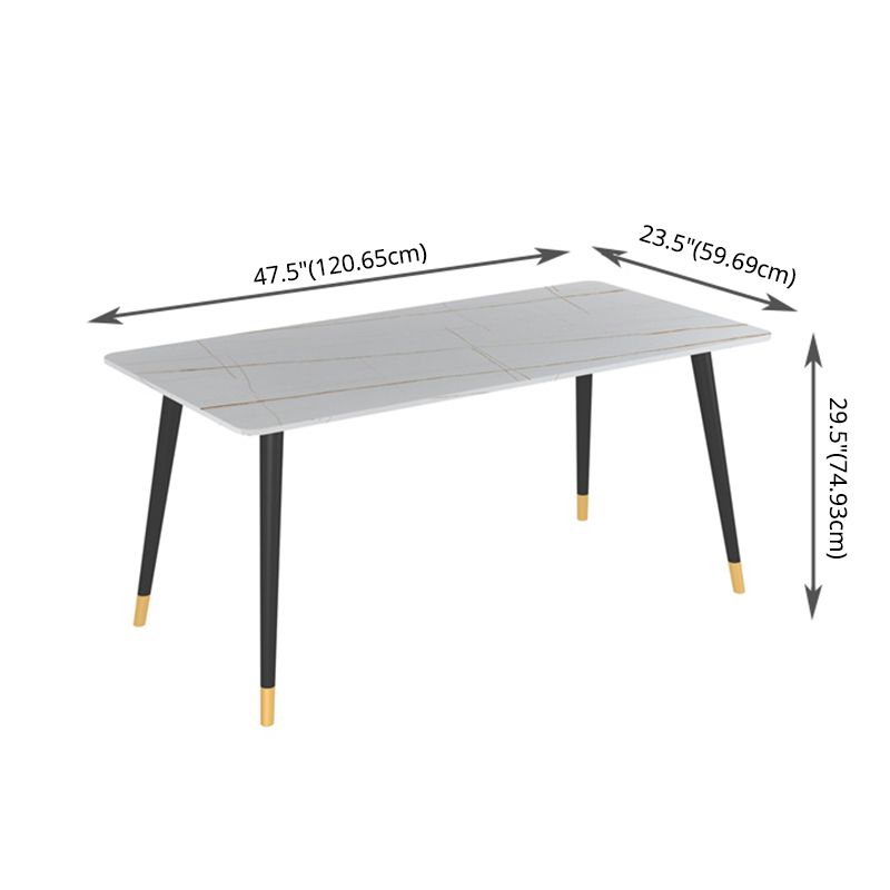 Modern Kitchen Sintered Stone Dining Set Rectangular Standard Dining Set in White Clearhalo 'Dining Room Sets' 'Dining Tables & Seating' 'dining_room_set' 'furn' 'furn_dining_room_set' 'Furniture' 'furniture_dining_room_set' 'Kitchen & Dining Furniture' 'kitchen&dining_furn' 'kitchen' 1200x1200_a482296b-25c6-4a96-a0bc-5e02b91f76de
