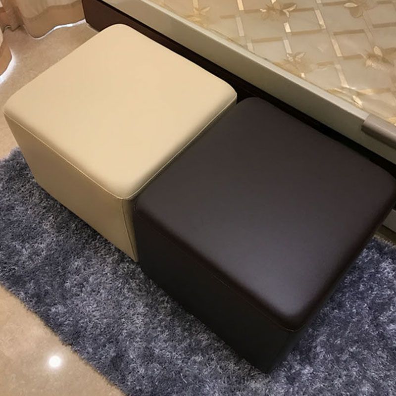 Modern Square Footstools Genuine Leather Foot Stool , 15.6 Inch Width Clearhalo 'furn' 'furn_ottomans_poufs' 'Furniture' 'Living Room Furniture' 'Ottomans & Poufs' 'ottomans_poufs' 1200x1200_a4830749-bb6f-4b71-8f83-b056e306d3a5