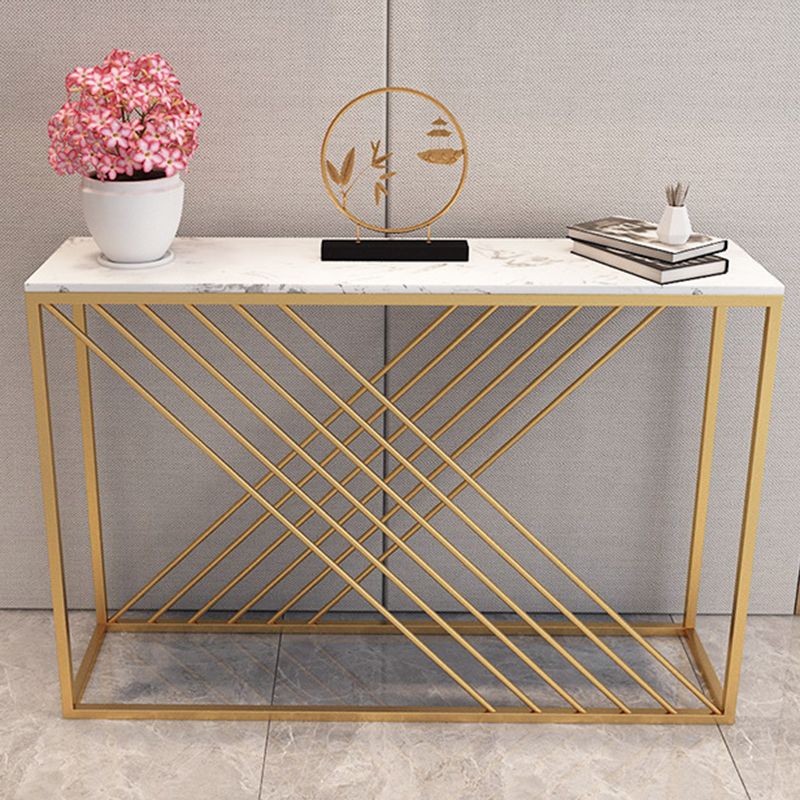 Glam Console Accent Table Rectangle Sofa Console Table in Marble Clearhalo 'Console Tables' 'console_tables' 'Entry & Mudroom Furniture' 'furn' 'furn_console_tables' 'Furniture' 1200x1200_a4840845-3bb9-4ad3-bf1c-5cf497ee6082
