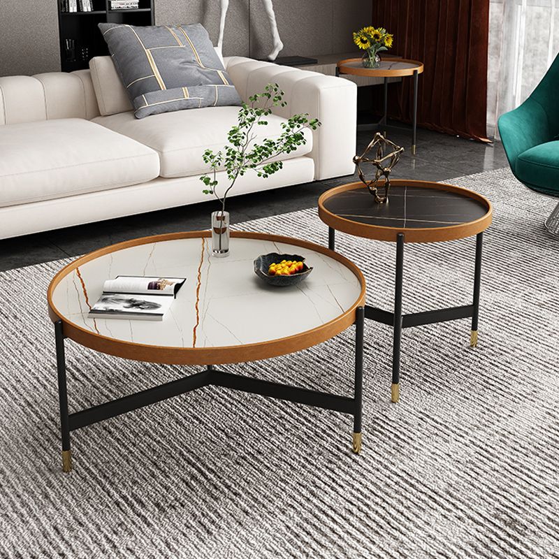 Modern Slate Tray Top 3 Legs Coffee Table White/Black Round Table Clearhalo 'Coffee & Accent Tables' 'Coffee Tables' 'coffee_tables' 'furn' 'furn_coffee_tables' 'Furniture' 'Living Room Furniture' 1200x1200_a4848e68-0974-42d1-b1cf-4c6fee329f82