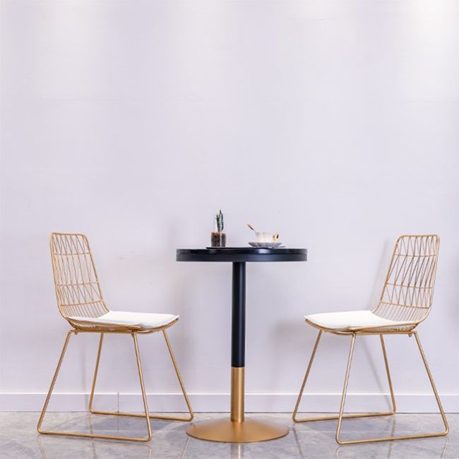 1/3/4 Piezas Mesa de barra de hierro glamorial Juego de bistro redondo con tapa de mármol de imitación negra