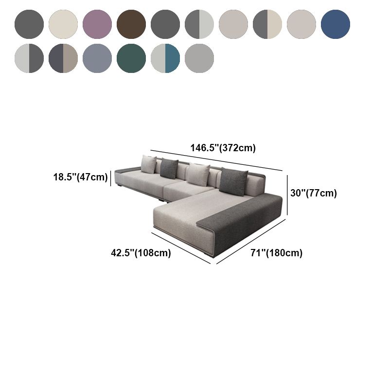 Contemporary L-Shape Sofa & Chaise with Bolster Pillows for Living Room Clearhalo 'furn' 'furn_sectionals' 'Furniture' 'Living Room Furniture' 'Sectionals' 1200x1200_a48a4727-f63d-4edb-a9c4-40c452875581
