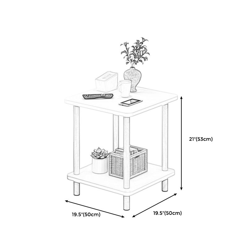 Nordic Square/Round Wood End Table 20.87" H 2-Tier Side Table