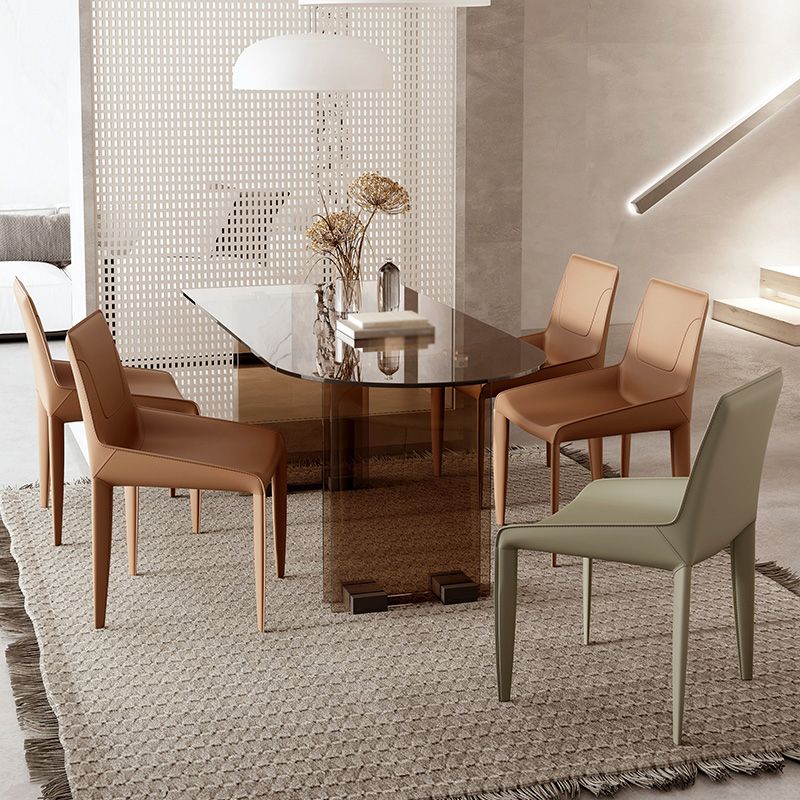 Glass Contemporary Free Form Dining Table Clear Glass Table with Double Pedestal Clearhalo 'Dining Tables & Seating' 'Dining Tables' 'dining_table' 'furn' 'furn_dining_table' 'Furniture' 'furniture_dining_table' 'Kitchen & Dining Furniture' 'kitchen' 'kitchen_dining_table' 1200x1200_a48ddd03-1d74-4662-830d-e987f7b752d1
