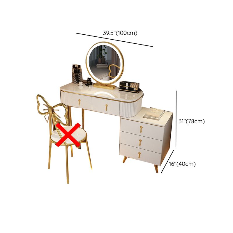 Mirrored Vanity Table and Stool Set Engineered Wood Vanity Desk