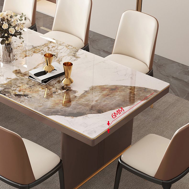 Traditional Luxury Style Dining Table Sintered Stone Table with Double Pedestal Clearhalo ' dining_table' 'Dining Tables & Seating' 'Dining Tables' 'furn' 'furn_dining_table' 'Furniture' 'furniture_dining_table' 'Kitchen & Dining Furniture' 'kitchen&dining_furn' 'kitchen' 'kitchen_dining_table' 1200x1200_a492ee15-9406-4bdd-9828-5d8bbe52f185