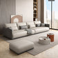 Modern White Pillows Square Arm Living Room Faux Leather Seating
