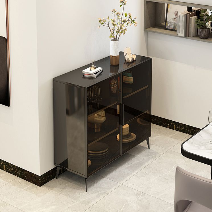 Stile sideboard in vetro moderno in stile sala da pranzo 36,6 "h buffet server in nero