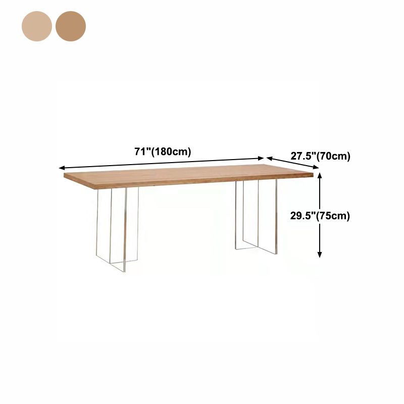 Modern Pine Wood Table Restaurant Dining Table with Acrylic Double Pedestal Base Clearhalo ' dining_table' 'Dining Tables & Seating' 'Dining Tables' 'furn' 'furn_dining_table' 'Furniture' 'furniture_dining_table' 'Kitchen & Dining Furniture' 'kitchen&dining_furn' 'kitchen' 'kitchen_dining_table' 1200x1200_a4950a1e-cc40-4eae-a8b6-ae76f40ce4a9