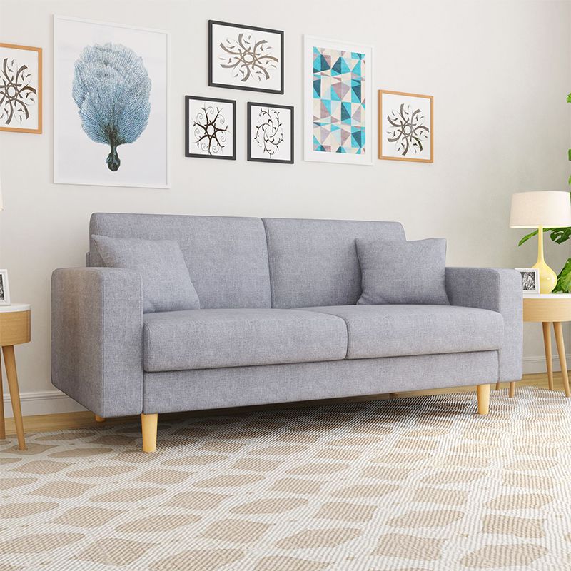 Canapé en tissu contemporain canapé de bras carré de 3 places avec 2 oreillers