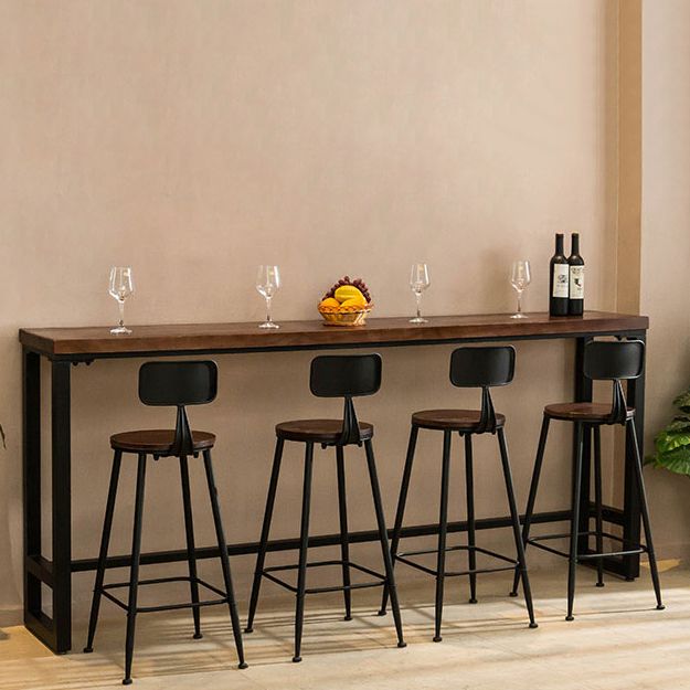 Modern Rectangle Solid Wood Bar Table Set 1/5/9 Pieces Counter Table with Black Stools Clearhalo 'Bar Furniture' 'furn' 'furn_home_bar_bar_sets' 'Furniture' 'Home Bars & Bar Sets' 'home_bar_bar_sets' 'Kitchen & Dining Furniture' 1200x1200_a497f86d-bdfd-4225-a9a5-9f42fa71aa0a