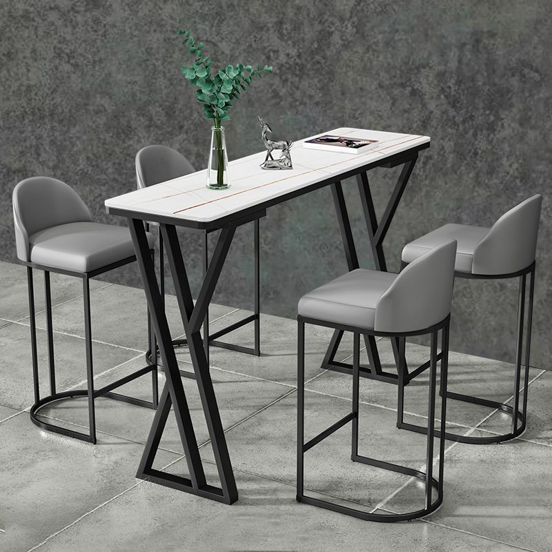 White Marble Bar Table with Rectangle Table Top Trestle Table - 41.3" H Clearhalo 'Bar Furniture' 'Bar Tables' 'bar_tables' 'furn' 'furn_bar_tables' 'Furniture' 'furniture_bar_tables' 'Kitchen & Dining Furniture' 'kitchen&dining_furn' 'kitchen' 1200x1200_a499ae24-b7d9-41a2-b9e6-6395ffc18f71