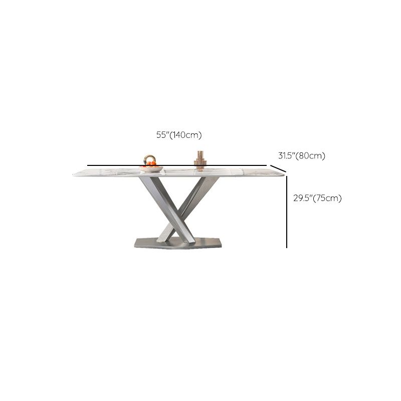 Juego de encimera de piedra sinterizada, mesa de comedor rectangular de 1/4/5/7 piezas y sillas de cuero con respaldo orejero