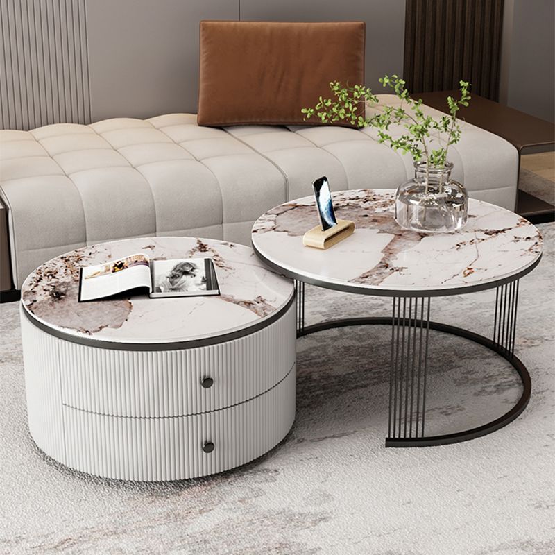 Slate Round Coffee Table Frame Nesting Coffee Table Set for Living Room Clearhalo 'Coffee & Accent Tables' 'Coffee Tables' 'coffee_tables' 'furn' 'furn_coffee_tables' 'Furniture' 'Living Room Furniture' 1200x1200_a49b3041-c17a-4def-b9ad-44f866e3c0d8
