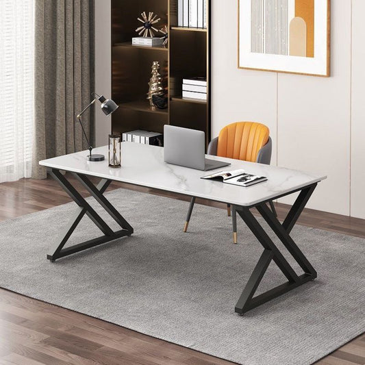Hedendaagse witte kantoorbureau rechthoekig schrijfbureau voor thuis