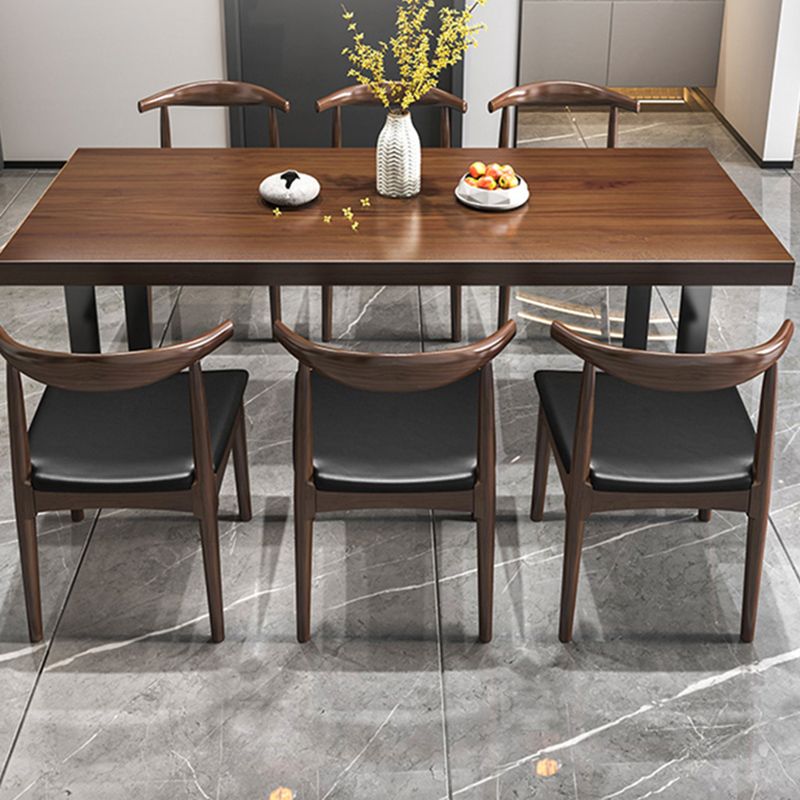 Brown Solid Wood Industrial Dining Table Set 1/2/5/7 Pcs Dinette Set for Home Clearhalo 'Dining Room Sets' 'Dining Tables & Seating' 'dining_room_set' 'furn' 'furn_dining_room_set' 'Furniture' 'Kitchen & Dining Furniture' 1200x1200_a49d9beb-9948-47b4-9382-410f4ed0a3ce