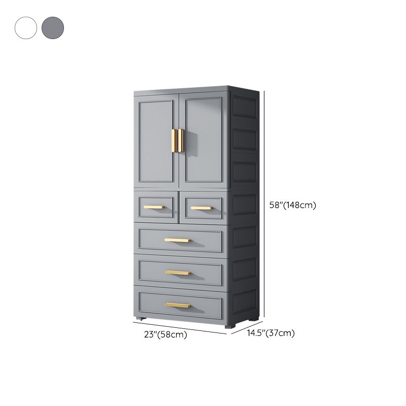 Plastic Wardrobe Cabinet with Drawer Modern Hinged Wardrobe Closet