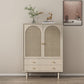 Solid Wood Glass/Rattan Door Cabinet Mid Century Beige Chest with Drawers Clearhalo 'Cabinets & Chests' 'cabinets_chests' 'furn' 'furn_cabinets_chests' 'Furniture' 'Living Room Furniture' 1200x1200_a4a1cf31-b1e8-4c9d-b999-c93374180f69