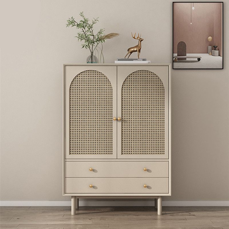 Solid Wood Glass/Rattan Door Cabinet Mid Century Beige Chest with Drawers Clearhalo 'Cabinets & Chests' 'cabinets_chests' 'furn' 'furn_cabinets_chests' 'Furniture' 'Living Room Furniture' 1200x1200_a4a1cf31-b1e8-4c9d-b999-c93374180f69