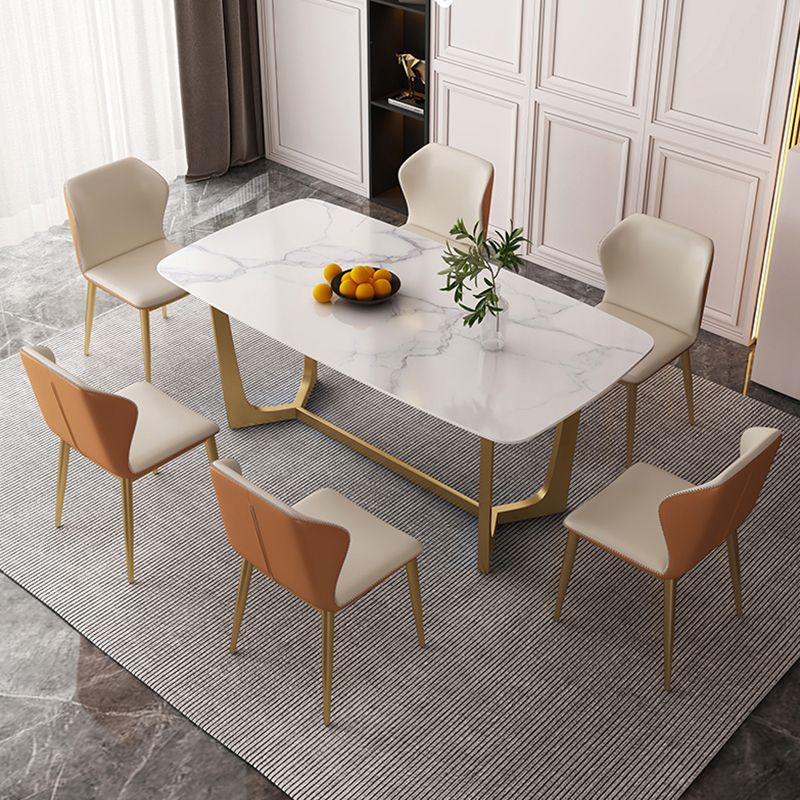 Glam Eetkamerset 1/4/6-delig Gouden roestvrijstalen frame eettafel en stoelen