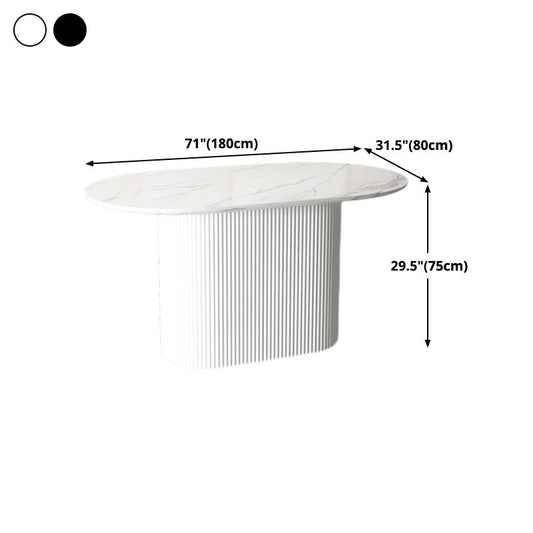 Metal Modern Oval Dining Table White Sintered Stone Top Table for Dining Room and Kitchen Clearhalo ' dining_table' 'Dining Tables & Seating' 'Dining Tables' 'furn' 'furn_dining_table' 'Furniture' 'furniture_dining_table' 'Kitchen & Dining Furniture' 'kitchen&dining_furn' 'kitchen' 'kitchen_dining_table' 1200x1200_a4a51e36-426d-4e99-aac4-29b865be5b81