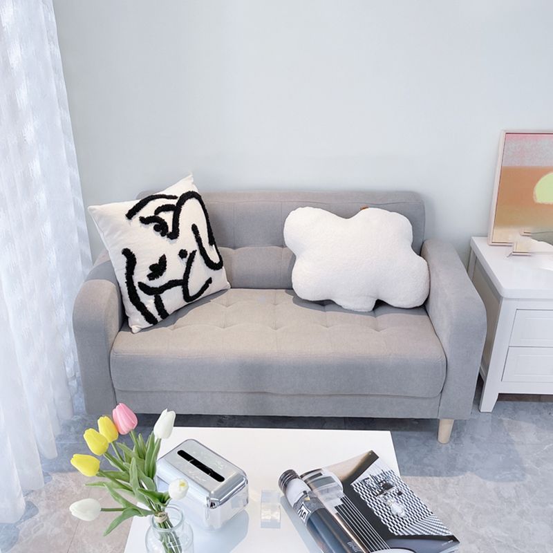 Wooden Velvet Sofa Contemporary Style Tufted Split-Back Seating