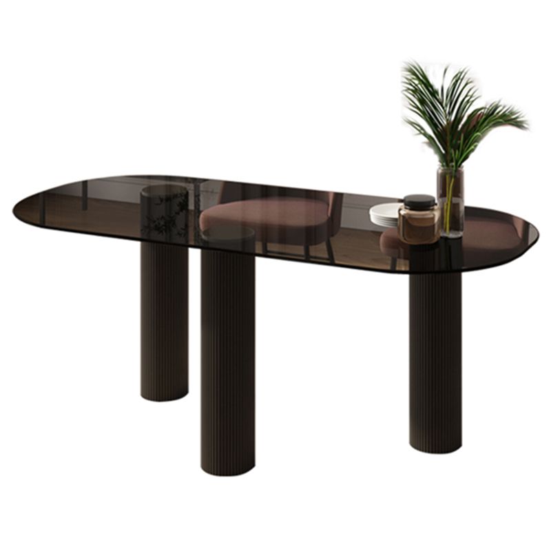Contemporary Oval Dining Room Table Clear Tempered Glass Table with 3 Legs Clearhalo ' dining_table' 'Dining Tables & Seating' 'Dining Tables' 'furn' 'furn_dining_table' 'Furniture' 'furniture_dining_table' 'Kitchen & Dining Furniture' 'kitchen&dining_furn' 'kitchen' 'kitchen_dining_table' 1200x1200_a4a92073-9237-41af-974f-3d87370d50c1