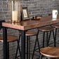 Rectangle Pine Wood Top Bar Table in Brown Modern Bistro Table with Black Trestle Base