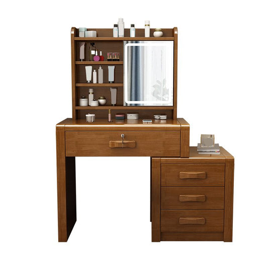 Mesa de maquillaje de madera sólida mesa de escritorio escandinavo de 4 cajas de cajas de cajón