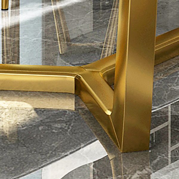 Rectangle White Sintered Stone Top Table Trestle Base Dining Table, Metal in Gold Clearhalo ' dining_table' 'Dining Tables & Seating' 'Dining Tables' 'furn' 'furn_dining_table' 'Furniture' 'furniture_dining_table' 'Kitchen & Dining Furniture' 'kitchen&dining_furn' 'kitchen' 'kitchen_dining_table' 1200x1200_a4abe31e-1e24-49cc-a03e-cfd53c6e2fa6