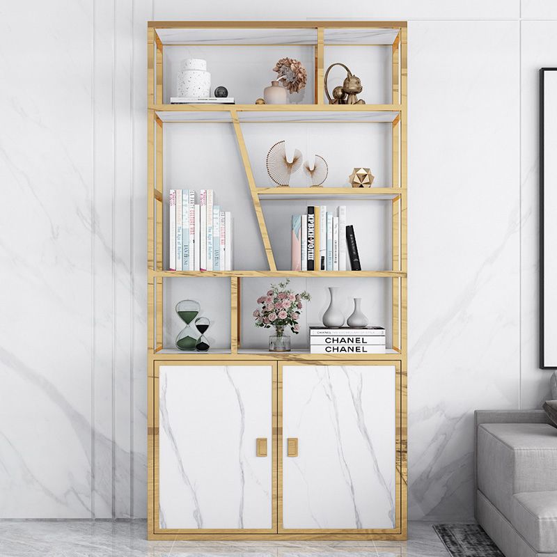 11.81"W Bookcase Glam Style Open Back Bookshelf with Cabinets for Office Home Clearhalo 'Bookcases' 'furn' 'furn_bookcases' 'Furniture' 'furniture_bookcases' 'kitchen' 'kitchen_bookcases' 'Living Room Furniture' 'Office Furniture' 1200x1200_a4ac8b93-db84-443d-af76-05d329f0d6a8