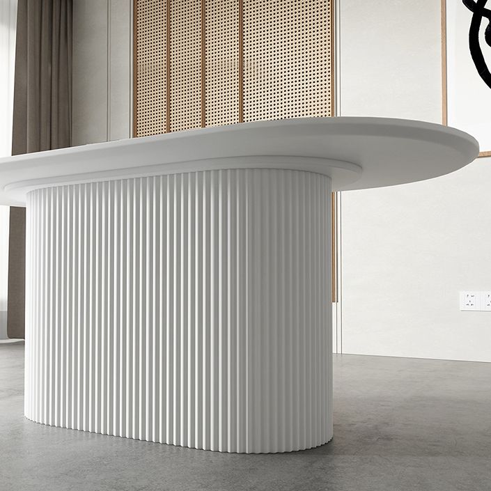 Pedestal Base Furniture Simplicity Style Oval Dining Room Collection for Home Clearhalo ' dining_table' 'Dining Tables & Seating' 'Dining Tables' 'furn' 'furn_dining_table' 'Furniture' 'furniture_dining_table' 'Kitchen & Dining Furniture' 'kitchen&dining_furn' 'kitchen' 'kitchen_dining_table' 1200x1200_a4b0ae00-1eb0-4866-9aee-f16f392a0558