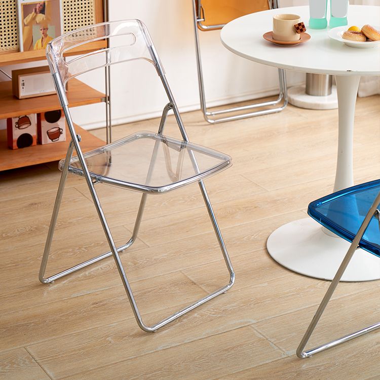 Moderne klappbare Back Metal Armless Ess Chairs (Set 4/8)