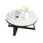 Glam Metal Cross Legs Coffee Table Slate Top Round Coffee Table