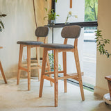 Rubberwood Modern Low Back Stool Matte Finish Upholstered Bar Stools Clearhalo 'Bar Furniture' 'Bar Stools' 'bar_stools' 'furn' 'furn_bar_stools' 'Furniture' 'furniture_bar_stools' 'Kitchen & Dining Furniture' 1200x1200_a4b79e0d-f29c-45de-8a04-a44a8536a30e