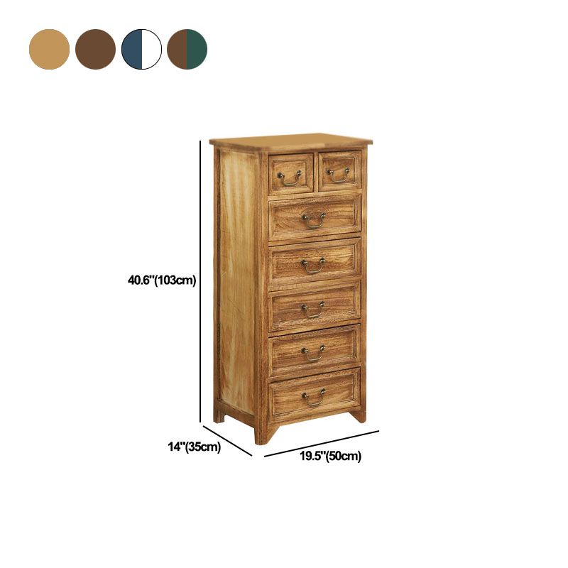 Coffre de rangement vertical en bois massif vintage de 14 po de largeur avec tiroirs