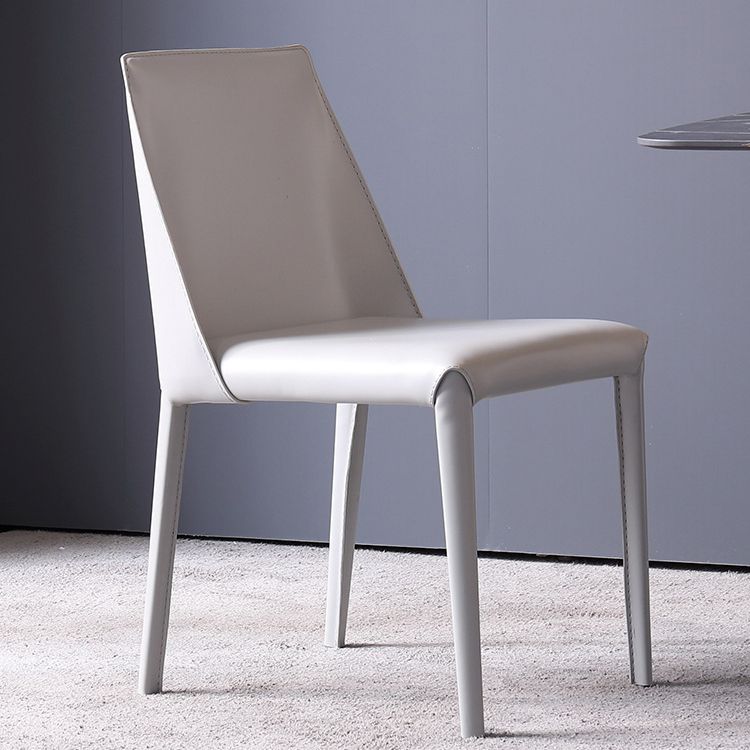 Sillas de comedor sin brazo de cuero sintética silla lateral de comedor moderno