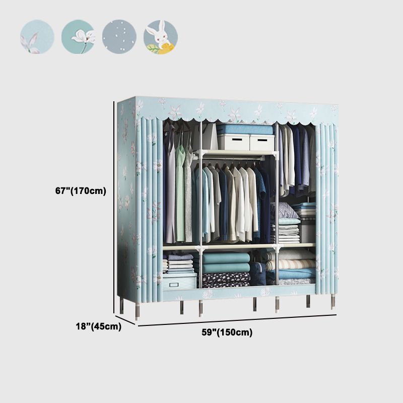 Steel Frame Wardrobe Cabinet Contemporary Style Armoire with Shelves Clearhalo 'Armoires & Wardrobes' 'armoires_wardrobes' 'Bedroom Furniture' 'furn' 'furn_armoires_wardrobes' 'Furniture' 1200x1200_a4b8ac37-b0a4-4d1c-876d-385f1d52cfbe