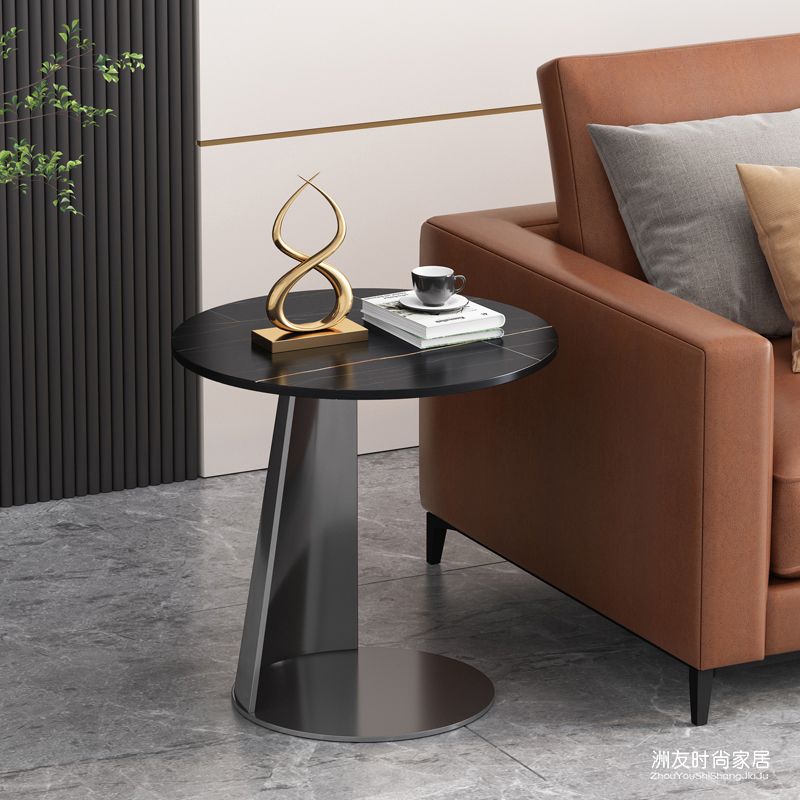 Metal C Side Table Contemporary Round Side End Table with Slate Top Clearhalo 'Coffee & Accent Tables' 'End & Side Tables' 'end_side_tables' 'furn' 'furn_end_side_tables' 'Furniture' 'Living Room Furniture' 1200x1200_a4b8fabd-6bf5-441f-8241-d3baf407b5d0