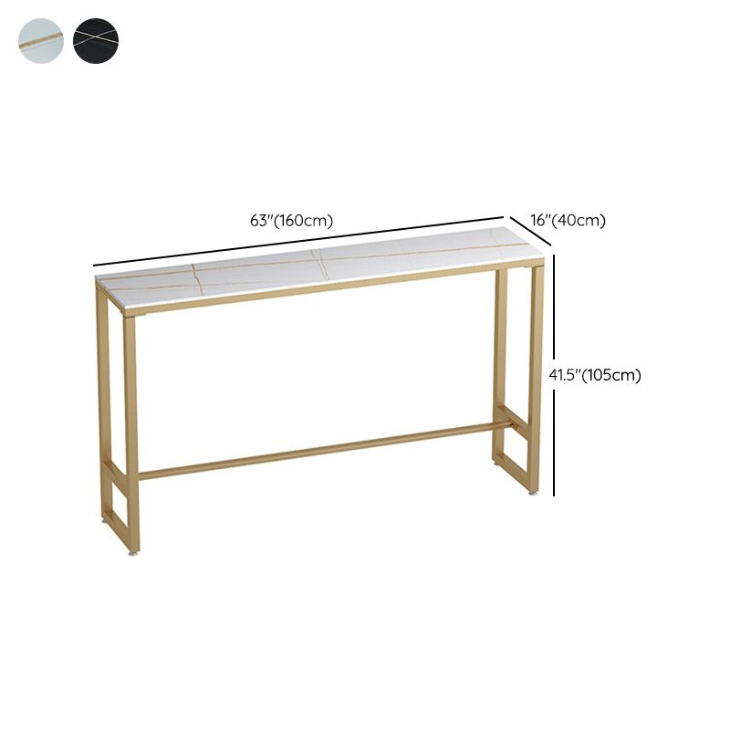 Mesa de bar rectangular de piedra sinterizada, mesa de bar con base dorada y metálica para cocina y sala de estar